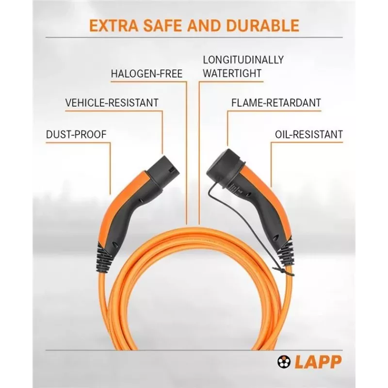 LAPP MOBILITY Type 2 EV-latauskaapeli, 7,4 kW, 5 m, oranssi 61786