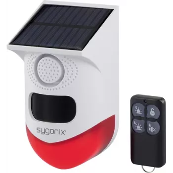 Sygonix mini-hälytysjärjestelmä valkoinen punainen LED PIR-liiketunnistimella ja kaukosäätimellä (SY-6515320)