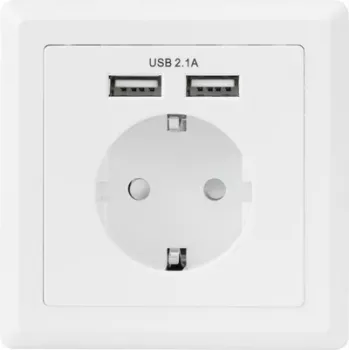 Sygonix SY-5045294 uppopistorasia korotetulla kosketussuojalla ja USB-latauslähdöllä IP20