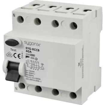 Sygonix SY-6438018 vikavirtasuojakytkin (RCCB) 4-napainen Type-A 40A 30mA 10kA 400V AC