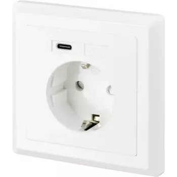 SYGONIX SY-5238674 uppoasennettava pistorasia 2 USB-A-liitännällä, Schuko, valkoinen
