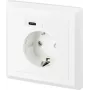 SYGONIX SY-5238674 uppoasennettava pistorasia 2 USB-A-liitännällä, Schuko, valkoinen