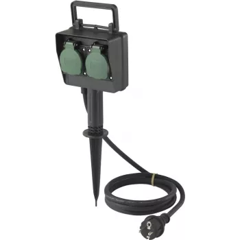 Sygonix SY-5231004 ulkopistorasia 2-osainen musta/vihreä IP44 16A 230V