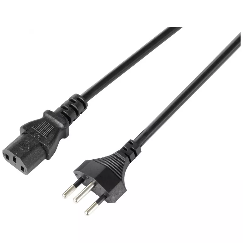 Sygonix SY-5243896 kylmälaite-liitäntäkaapeli CEE 7/7 - IEC C13 kulma 5 m musta