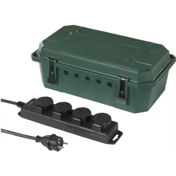 Sygonix SY-5598168 4-osainen pistorasialista, silkkinauhamatta vihreä/musta, korotettu kosketussuoja, 16 A, 3680 W, 230 V, Schuko