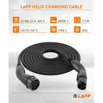 Lapp Mobility Type 2 Helix latauskaapeli 22 kW 7 m musta