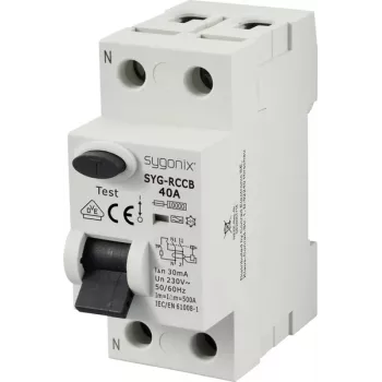 Sygonix SY-6438016 vikavirtasuojakytkin 1P+N tyyppi A 40A 30mA 10kA 230V AC