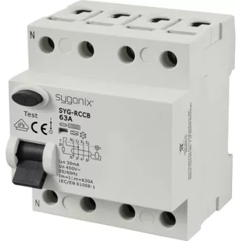 Sygonix SY-6438020 vikavirtasuojakytkin tyyppi A 4-napainen 63 A 30 mA 400 V AC