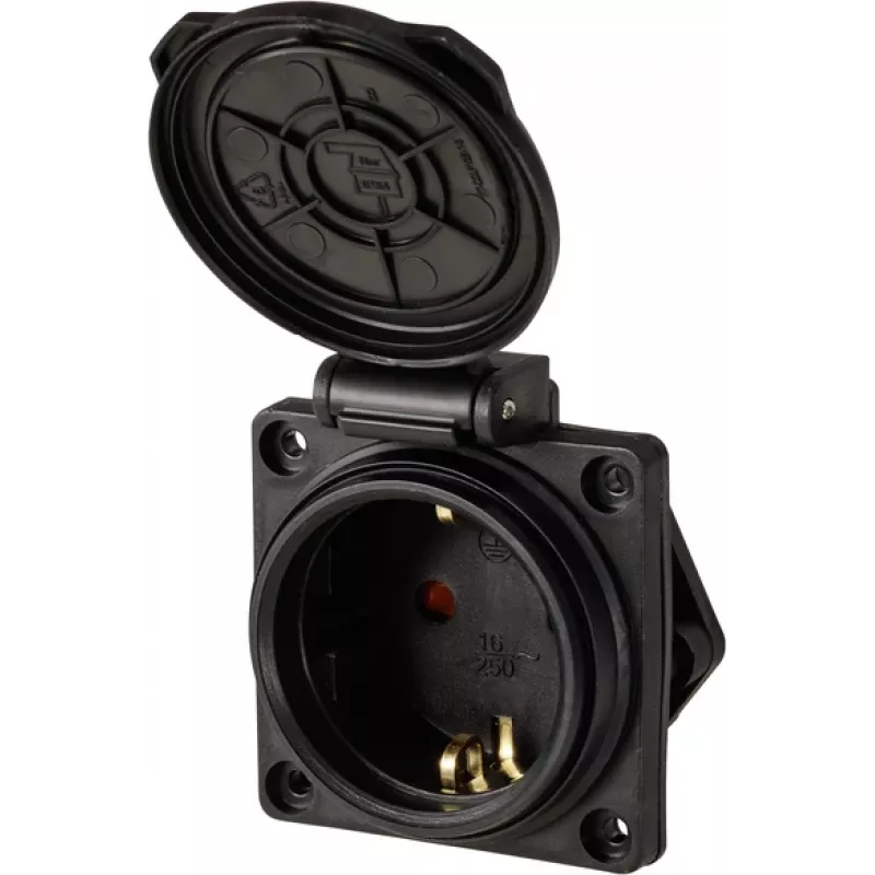 Sygonix SY-6746374 Schuko-pistorasia IP44 musta
