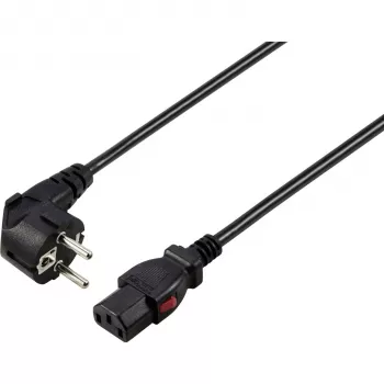 Sygonix SY-6733072 lukittava IEC C13 virtajohto, CEE 7/7 - IEC C13, 2 m, musta
