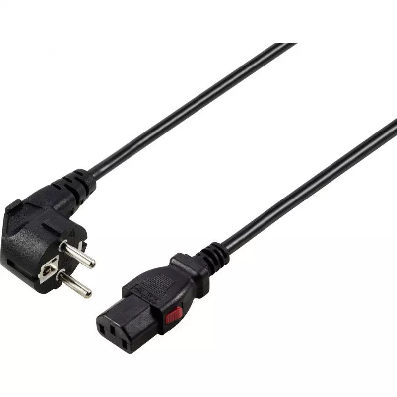 Sygonix SY-6733072 lukittava IEC C13 virtajohto, CEE 7/7 - IEC C13, 2 m, musta