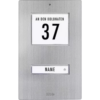 M-E MODERN-ELECTRONICS KT 1-EG ovikellopaneeli, ruostumaton teräs, 1 painike, IP44, valkoinen LED