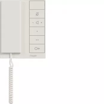 Hager RTQ640X sisäpuhelinasema luurilla 2-johdin-IP-väylään, polarvalkoinen