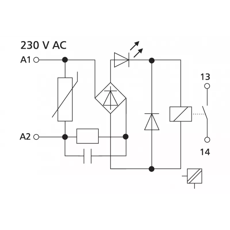 METZ CONNECT KRA-M4/1 relemoduuli, 230 V AC käämi, 1 CO kosketin, valkoinen 11061305