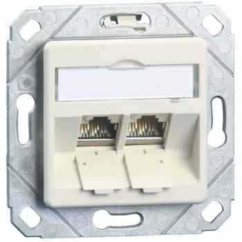 METZ CONNECT BTR E-DAT modul 8/8(8) UPk ilman moduuleja - uppoasennettava datarasio, CAT 6, puhtaanvalkoinen RAL 9010, 2 porttia 1309151102-E-90