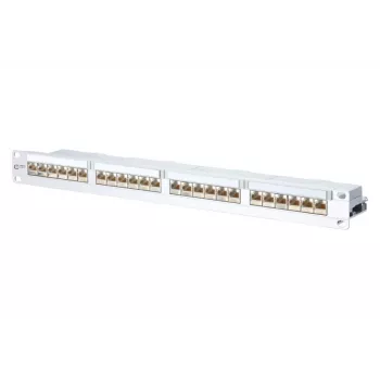 METZ CONNECT 130856-E-90 24-porttinen Cat.6A suojattu patch-paneeli, 1U, valkoinen