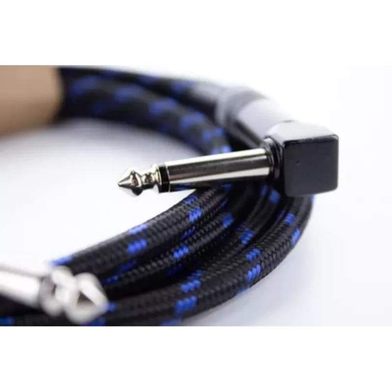 Cordial 14780 instrumenttikaapeli 3 m – 6,3 mm TS plugi - 6,3 mm TS plugi, musta/sininen tekstiilipäällyste