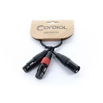 Cordial EY 0,3 MFF XLR Y-adapterikaapeli - 1x XLR uros 2x XLR naaras, 0,3 m, musta 14881