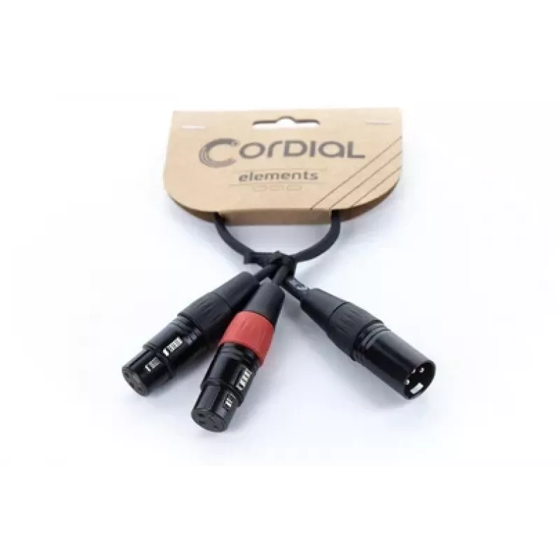 Cordial EY 0,3 MFF XLR Y-adapterikaapeli - 1x XLR uros 2x XLR naaras, 0,3 m, musta 14881