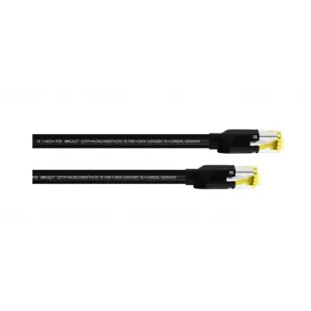 Cordial 15579 CAT 7a S/FTP patchkaapeli, RJ45, 3 m, musta, PUR-vaippa