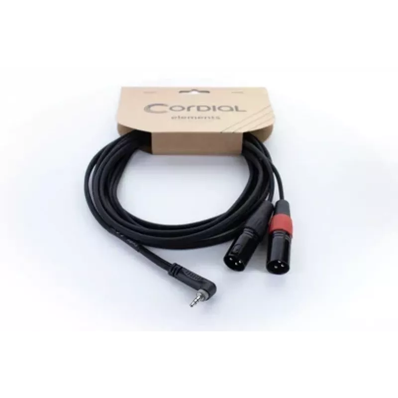 Cordial EY 1.5 WRMM XLR Y-adapterikaapeli 3,5 mm TRS - 2x XLR uros 1,5 m musta 14874