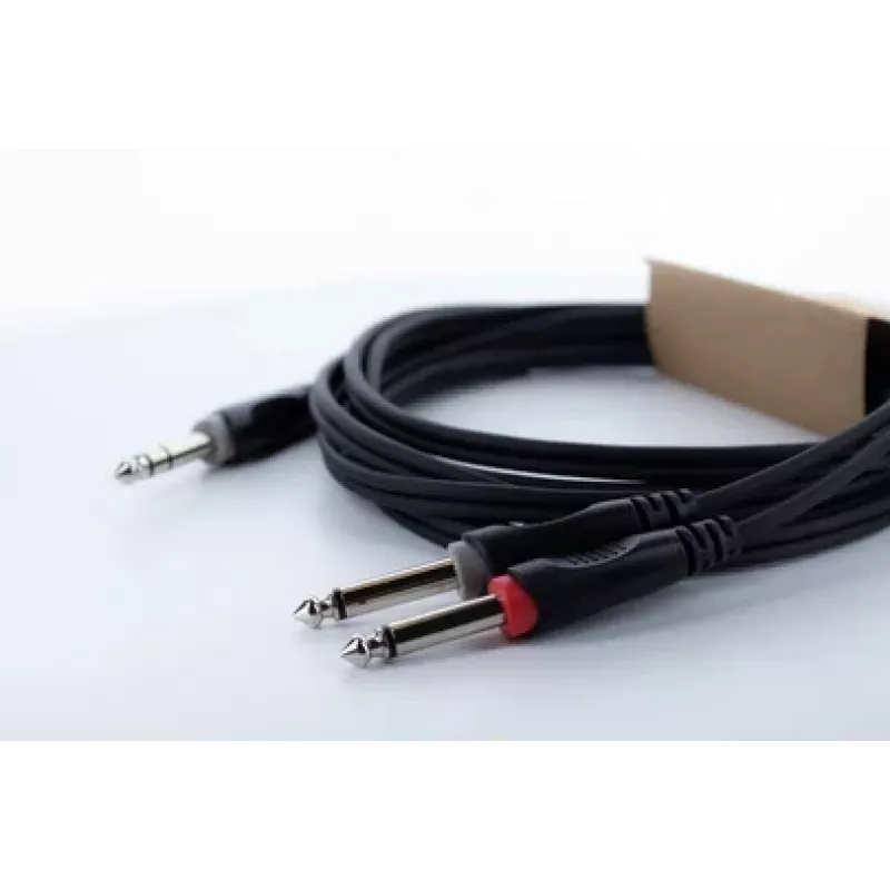 Cordial 14878 audio-Y-adapterikaapeli 6,3 mm stereo-jakki - 2x 6,3 mm mono-jakki 3 m musta