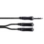 Cordial 14882 6,3 mm stereo-jakki Y-adapterikaapeli, 1x uros - 2x naaras, 0,3 m, musta PVC