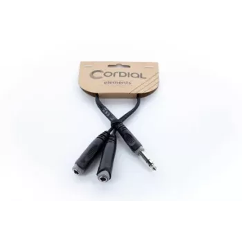 Cordial 14882 6,3 mm stereo-jakki Y-adapterikaapeli, 1x uros - 2x naaras, 0,3 m, musta PVC