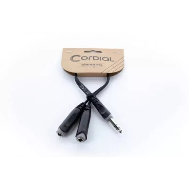 Cordial 14882 6,3 mm stereo-jakki Y-adapterikaapeli, 1x uros - 2x naaras, 0,3 m, musta PVC