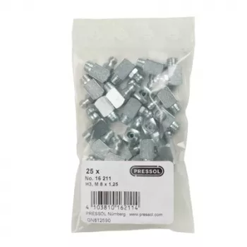 PRESSOL kartioliitin H3-90°, M8 x 1,25, sinkitty, 25 kpl (16 211)