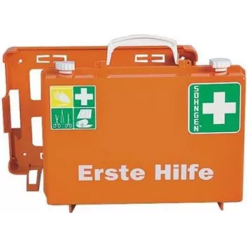 SÖHNGEN ERSTE-HILFE KOFFER DELUXE ensiapulaukku DIN 13157 oranssi ABS seinäkiinnitys O301138