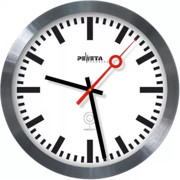 PEWETA radio-ohjattu seinäkello asemakello, 30 cm, alumiini 51.020.325