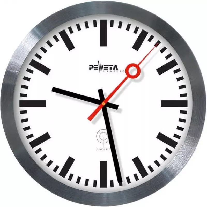 PEWETA radio-ohjattu seinäkello asemakello, 30 cm, alumiini 51.020.325