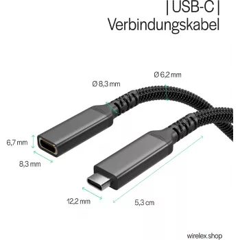S CONN Flexline USB-C jatkokaapeli, USB-C uros – USB-C naaras, USB 3.2 Gen 2, 100W PD, 4K@60Hz, tekstiilipäällysteinen, 1,5m, musta FL31-74006