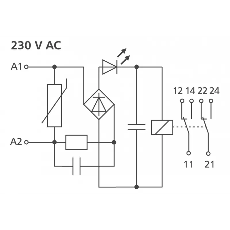 METZ CONNECT KRA-M8/21-21 tehon rele valkoinen (11061905)