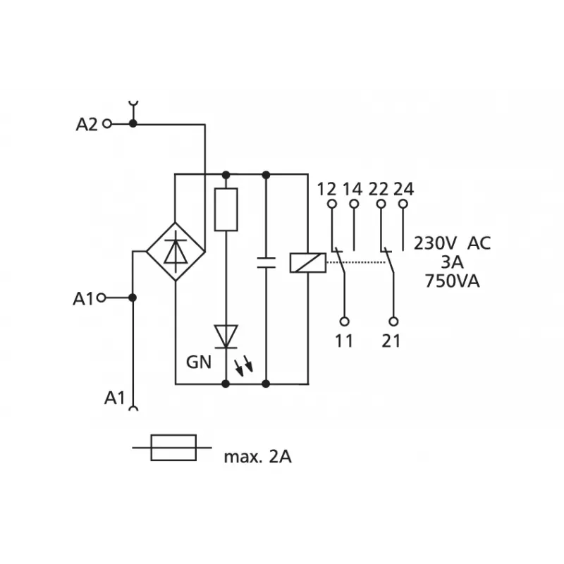 METZ CONNECT kytkentärele 24 V AC/DC KRA-F10/21-21 2W (11070213)