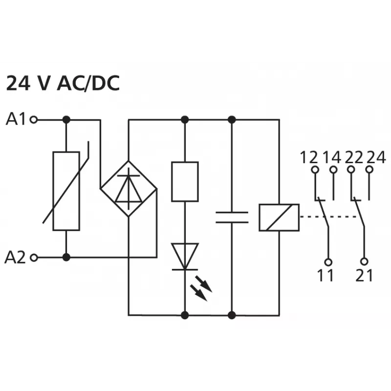 METZ CONNECT 11061913 liitäntärelemoduuli, 24 V AC kela, 1 vaihtokosketin, 6 A, valkoinen