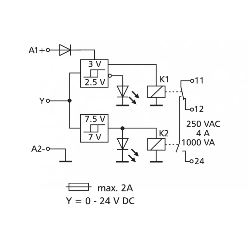 METZ CONNECT KRS-E08 3 24 V AC/DC liitäntärelemoduuli, 1 vaihtokosketin, 8 A, DIN-kisko 110673