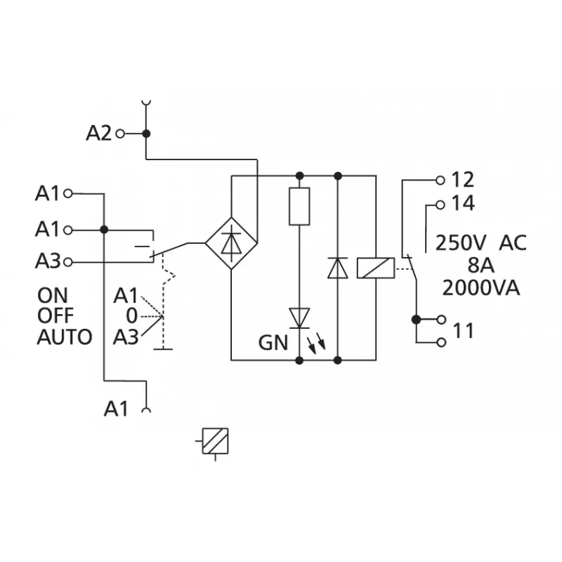 METZ CONNECT KRA-S-F8/21 teherele 24V DC 8A SPDT harmaa DIN-kisko 11070613