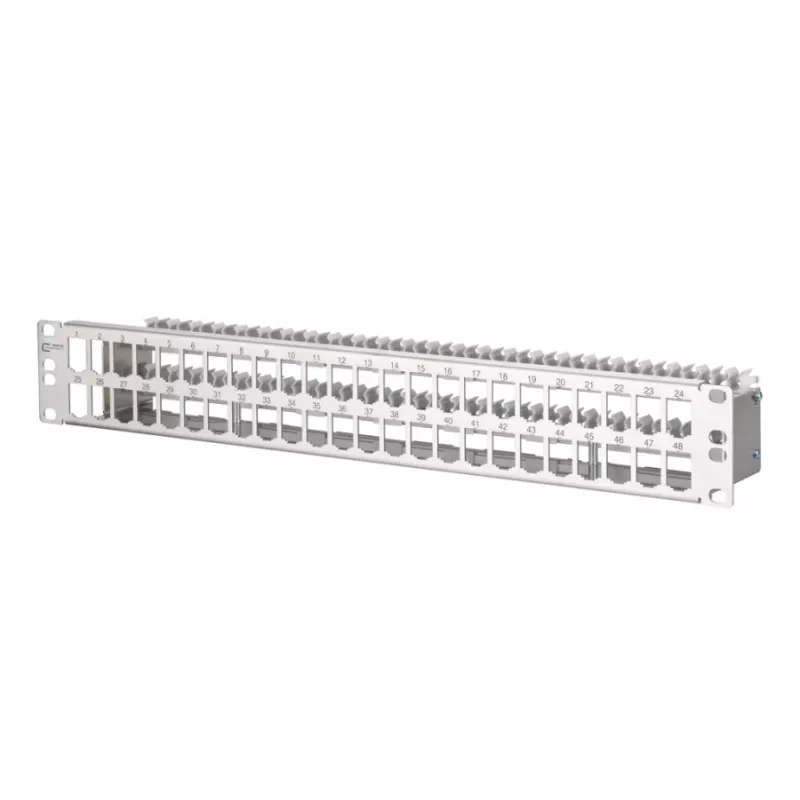 METZ CONNECT 130924-00-E MPP48 48-porttinen kytkentäpaneeli, ruostumaton teräs, 1,5U, varustamaton