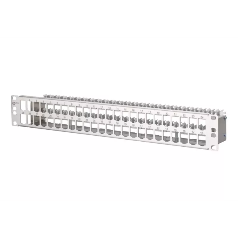 METZ CONNECT 130924-00-E MPP48 48-porttinen kytkentäpaneeli, ruostumaton teräs, 1,5U, varustamaton