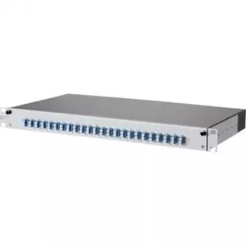 METZ CONNECT 1502697424-E Cat.6A suojattu 24-porttinen 1U patch-paneeli, työkaluton IDC, vaaleanharmaa