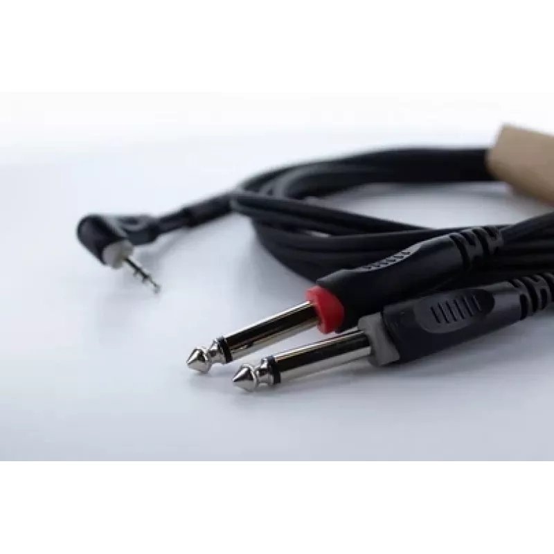 Cordial 14869 audio-Y-adapterikaapeli 3,5 mm stereo plugi - 2x 6,3 mm mono plugi 5 m musta