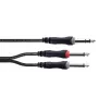 Cordial 14879 audio-Y-adapterikaapeli 5 m – 1x 6,3 mm stereo plugi - 2x 6,3 mm mono plugi, musta PVC-kaksoiskaapeli
