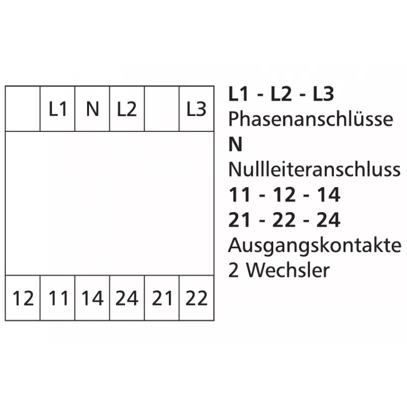 METZ Connect vaihevalvontarele 3x 200-480 V AC, 2 vaihtokosketinta, DIN-kisko 11027170