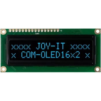 JOY-IT COM-OLED16X2 16x2 OLED -näyttömoduuli, valkoinen, I2C, SSD1306, Arduino- ja Raspberry Pi -yhteensopiva