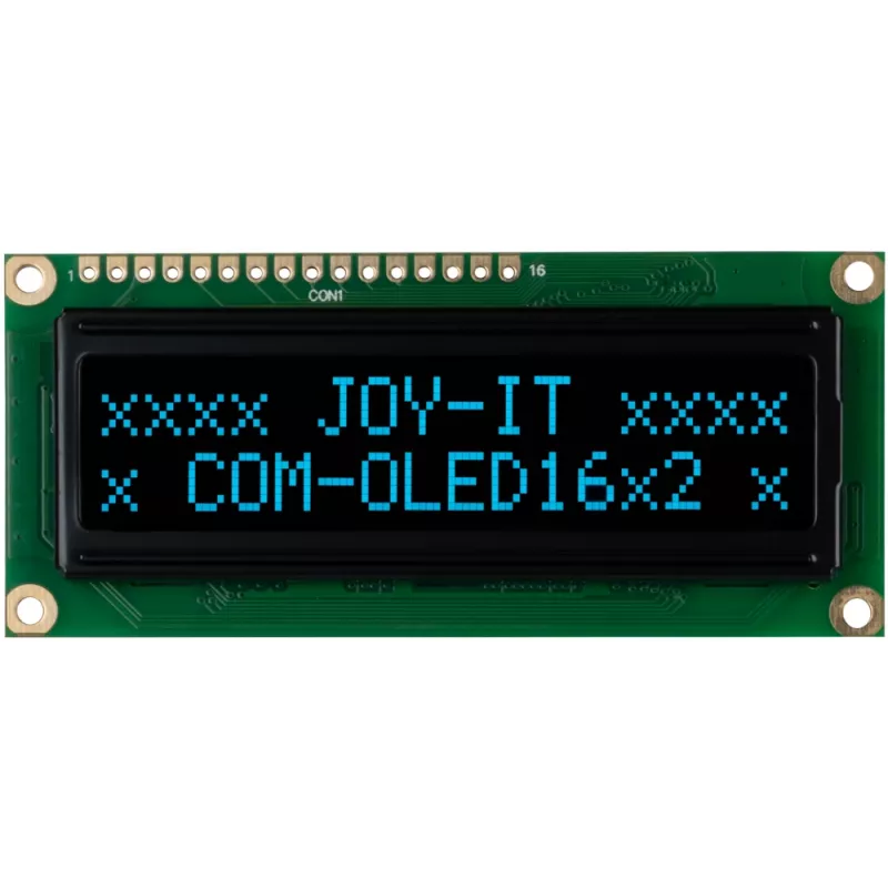 JOY-IT COM-OLED16X2 16x2 OLED -näyttömoduuli, valkoinen, I2C, SSD1306, Arduino- ja Raspberry Pi -yhteensopiva