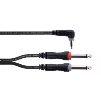 Cordial 14866 audio Y-adapterikaapeli 3,5 mm stereo 2x 6,3 mm mono 1 m musta
