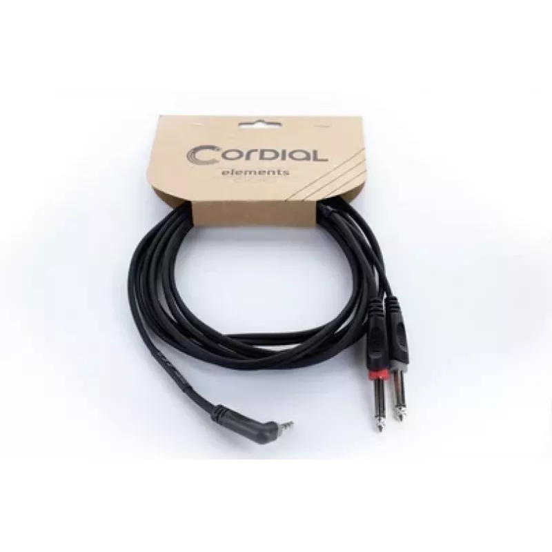 Cordial 14866 audio Y-adapterikaapeli 3,5 mm stereo 2x 6,3 mm mono 1 m musta