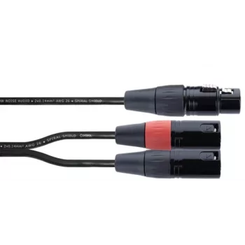 Cordial EY 0,3 m XLR Y-adapterikaapeli - 1x XLR naaras 2x XLR uros, musta 14880